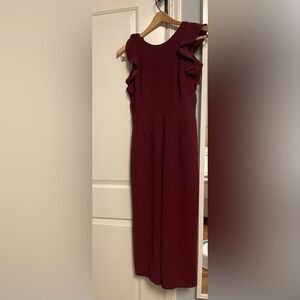 NWT jcrew Women's Burgundy Ruffle Sleeve Jumpsuit